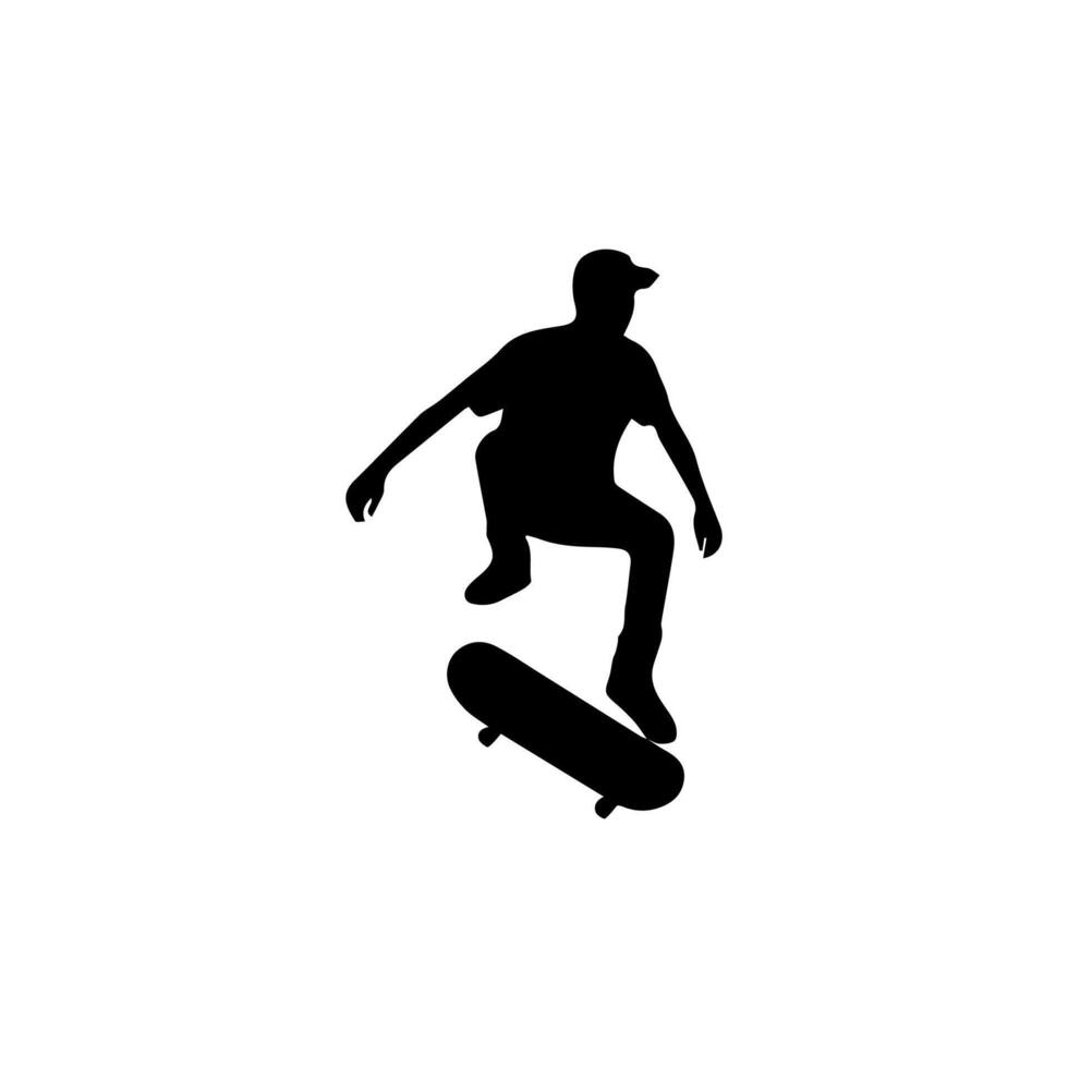Skateboard action player silhouette illustration vector