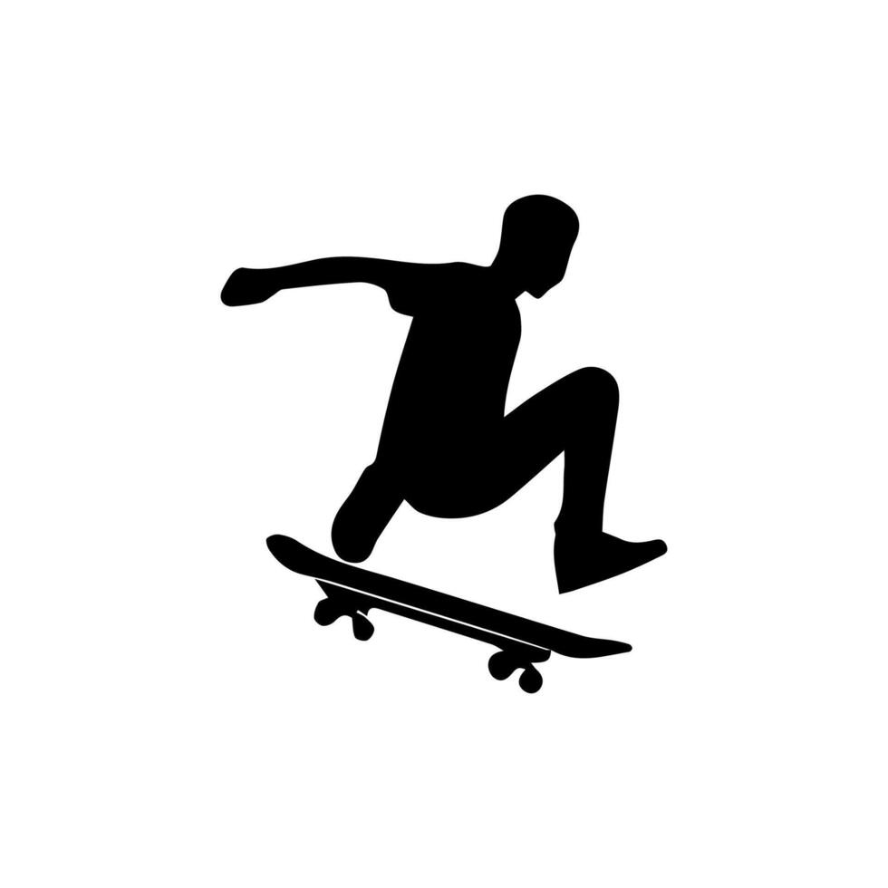Skateboard action player silhouette illustration vector