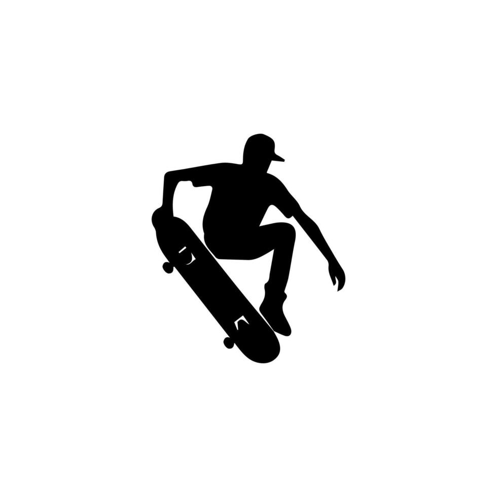Skateboard action player silhouette illustration vector