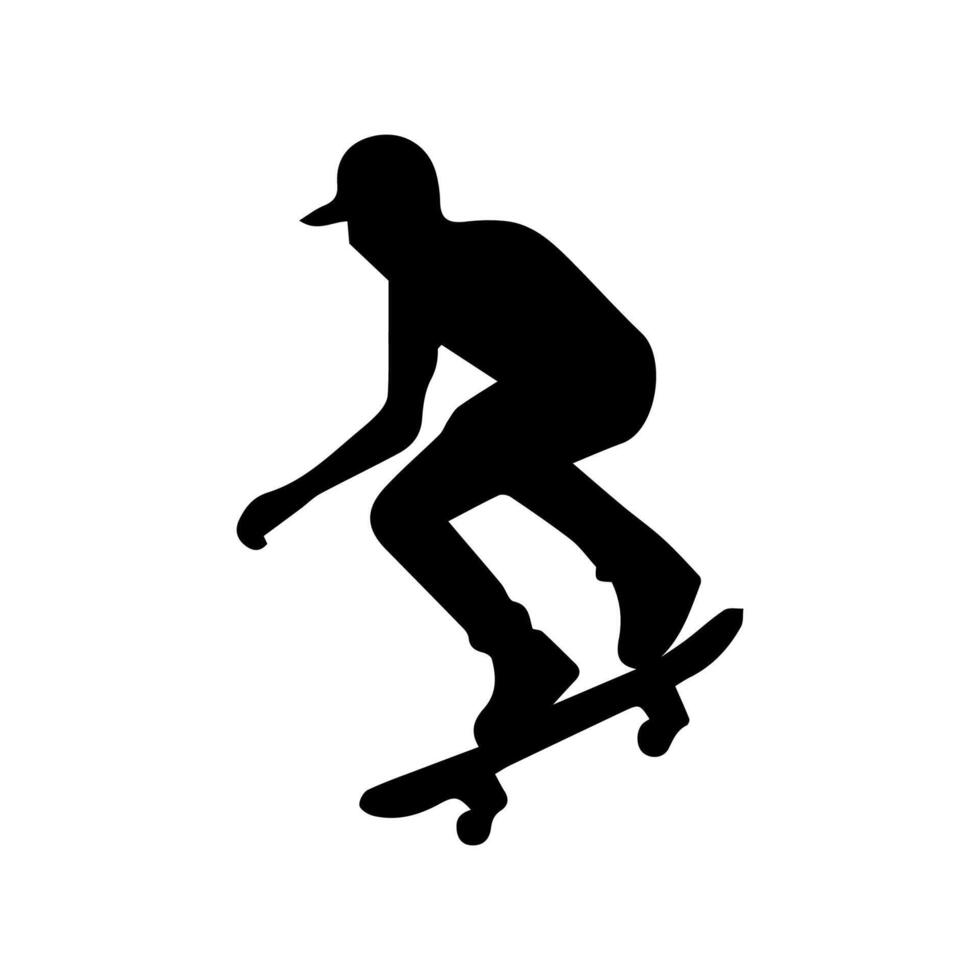 Skateboard action player silhouette illustration vector
