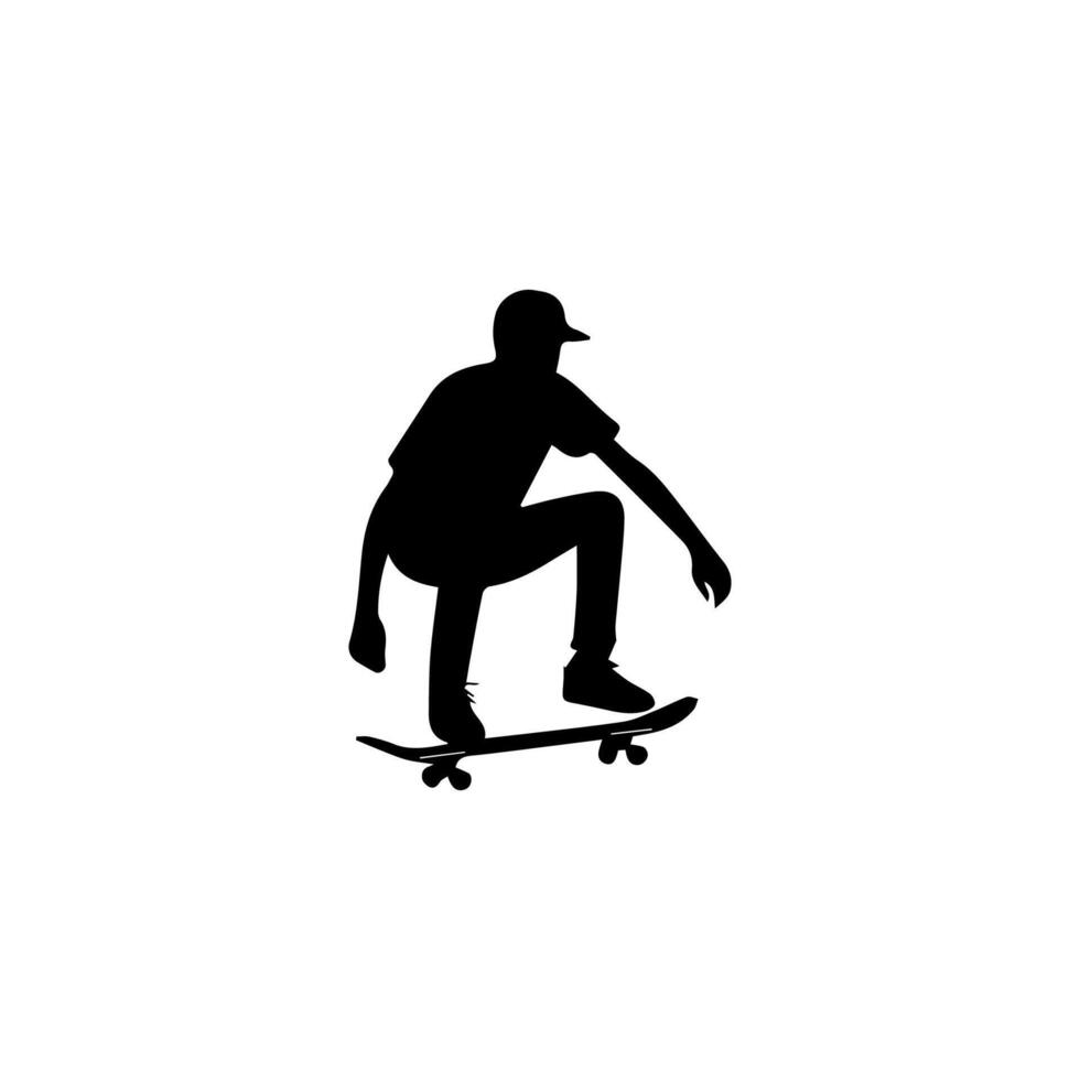 Skateboard action player silhouette illustration vector