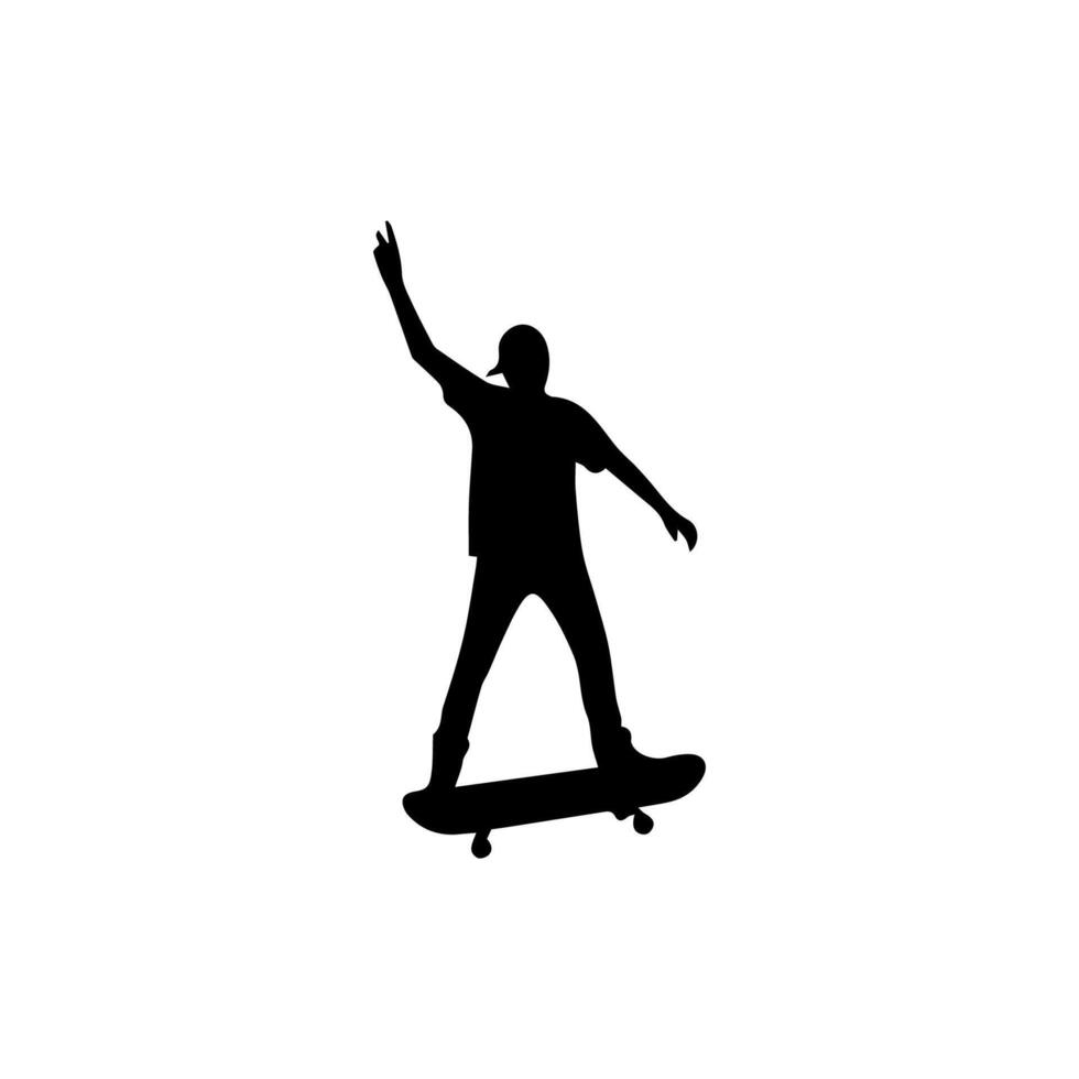 Skateboard action player silhouette illustration vector