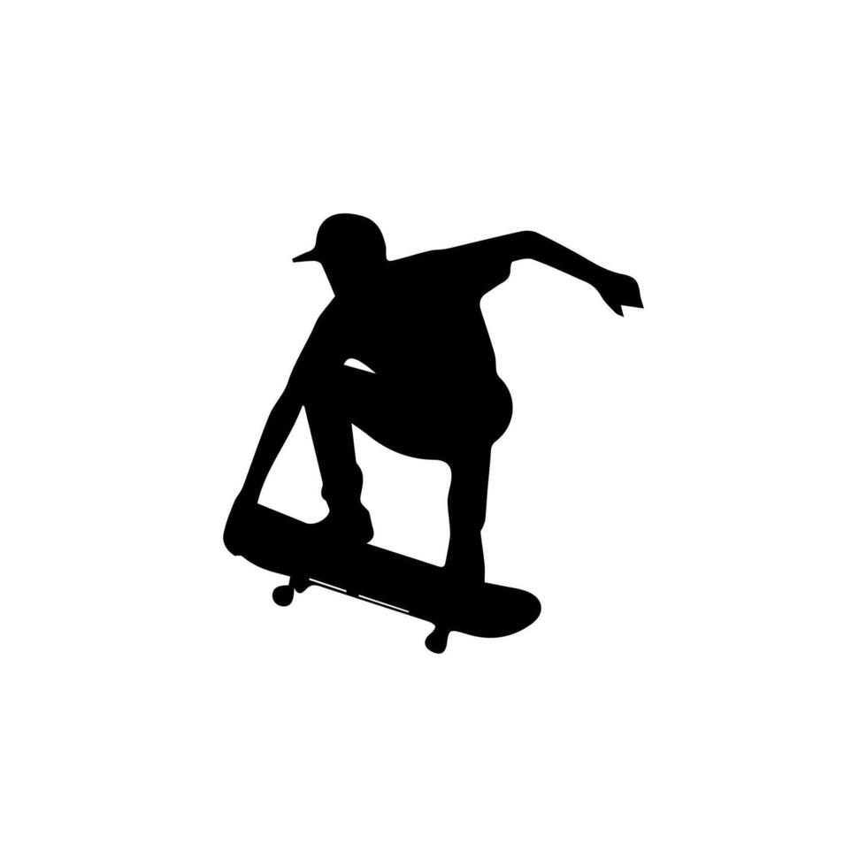 Skateboard action player silhouette illustration vector