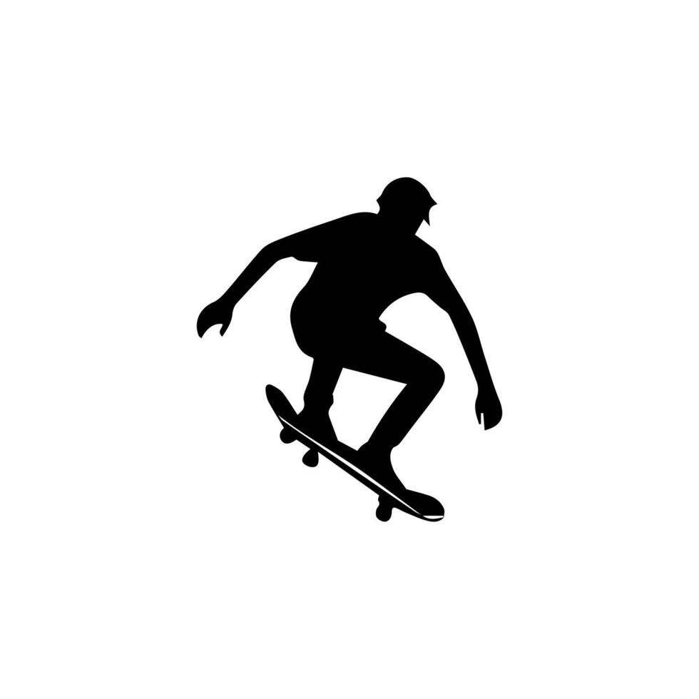Skateboard action player silhouette illustration vector