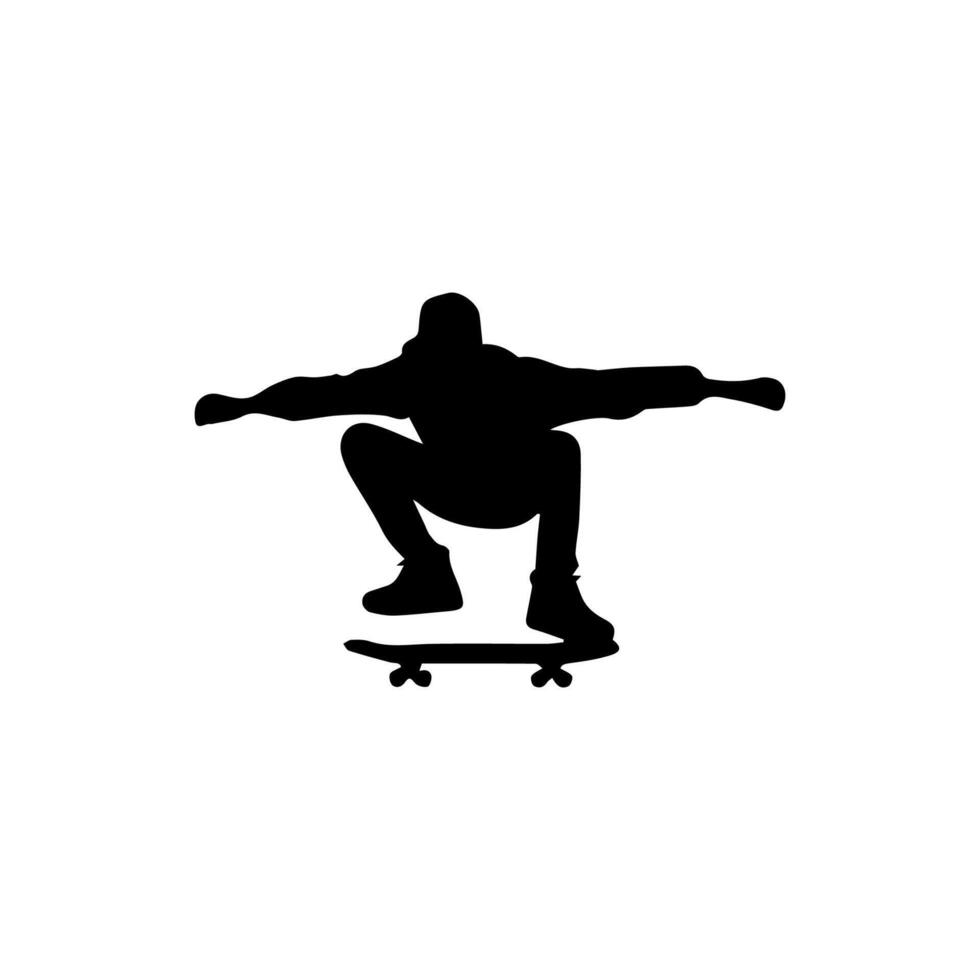 Skateboard action player silhouette illustration vector