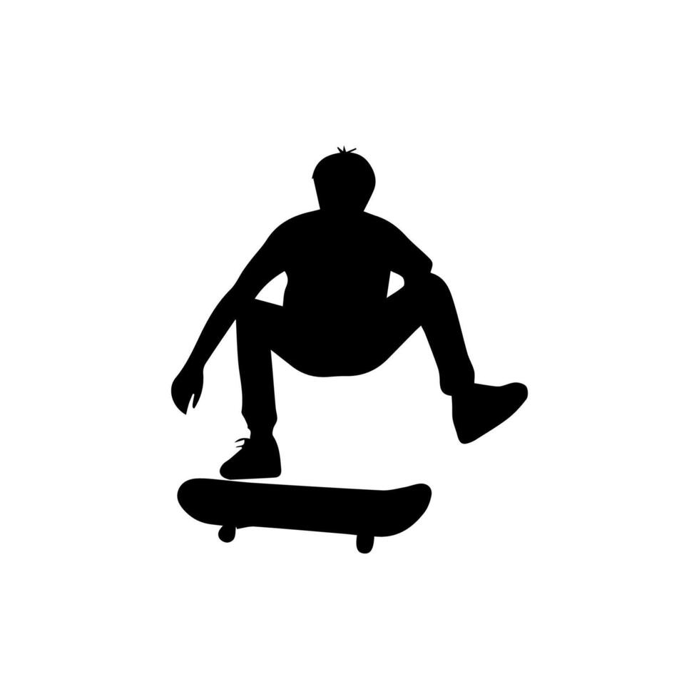 Skateboard action player silhouette illustration vector