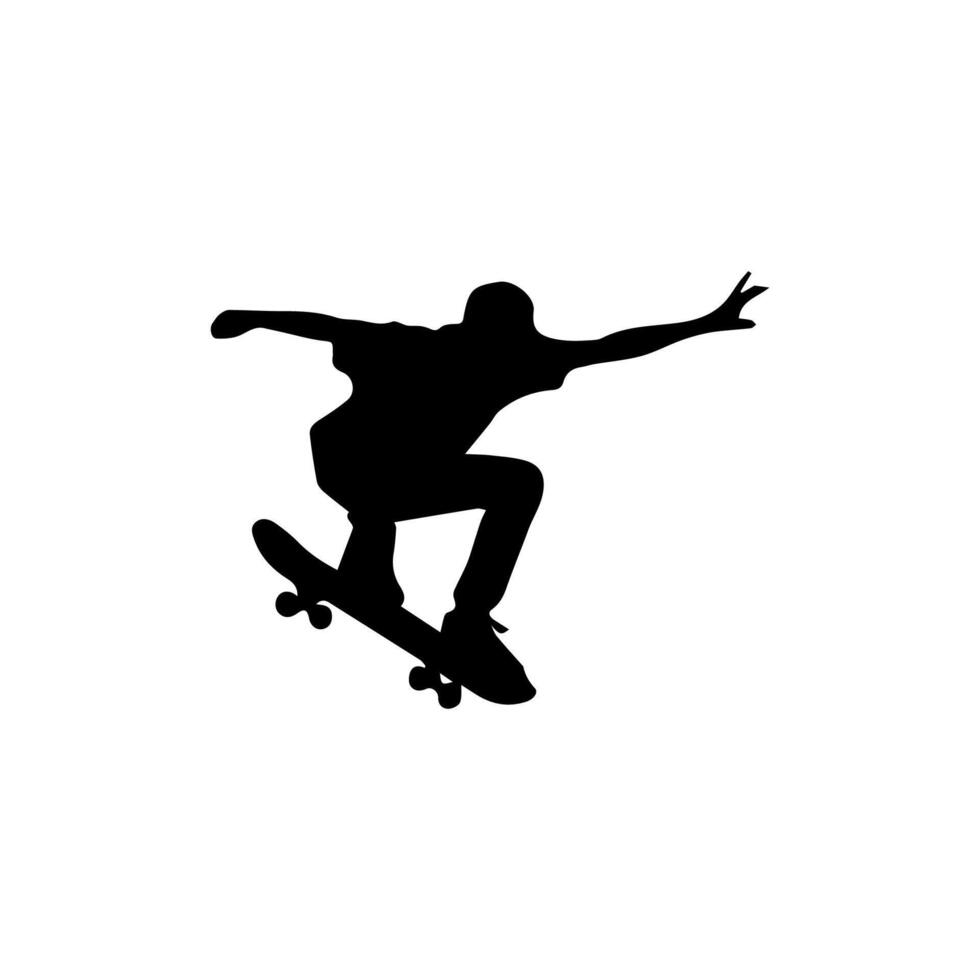 Skateboard action player silhouette illustration vector