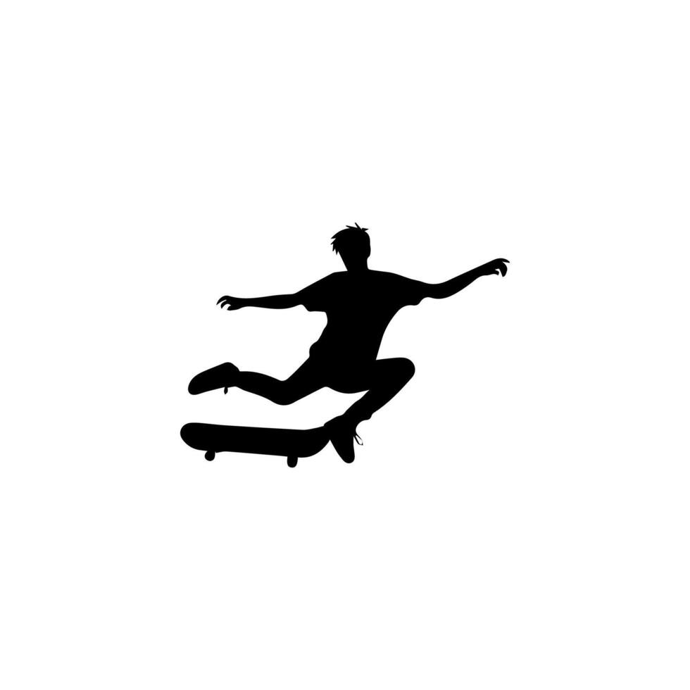 Skateboard action player silhouette illustration vector