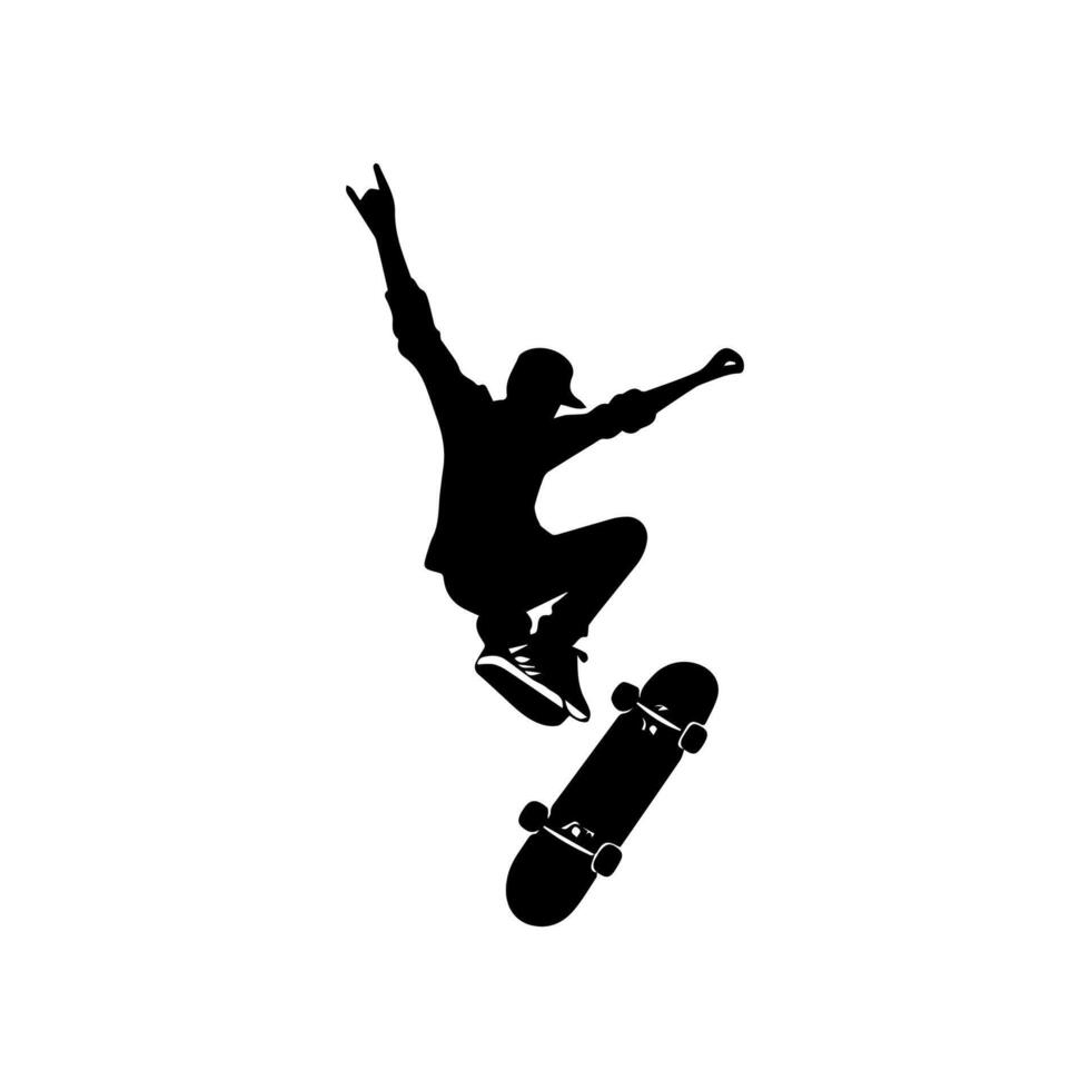 Skateboard action player silhouette illustration vector