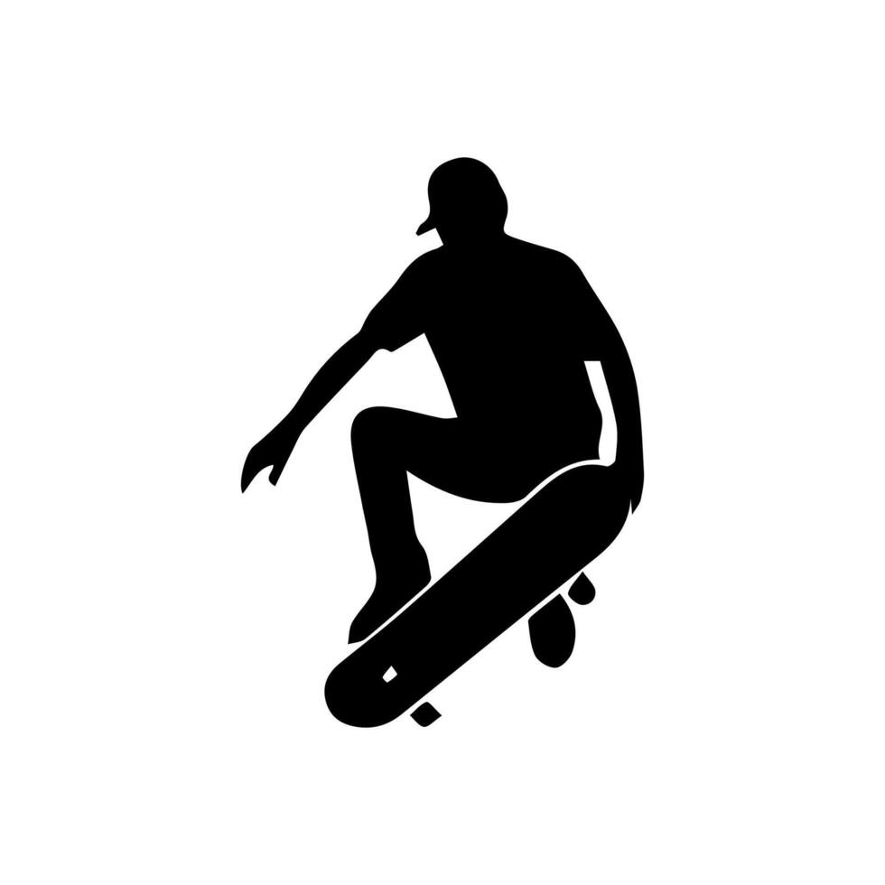 Skateboard action player silhouette illustration vector