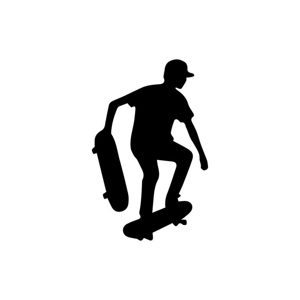 Skateboard action player silhouette illustration vector