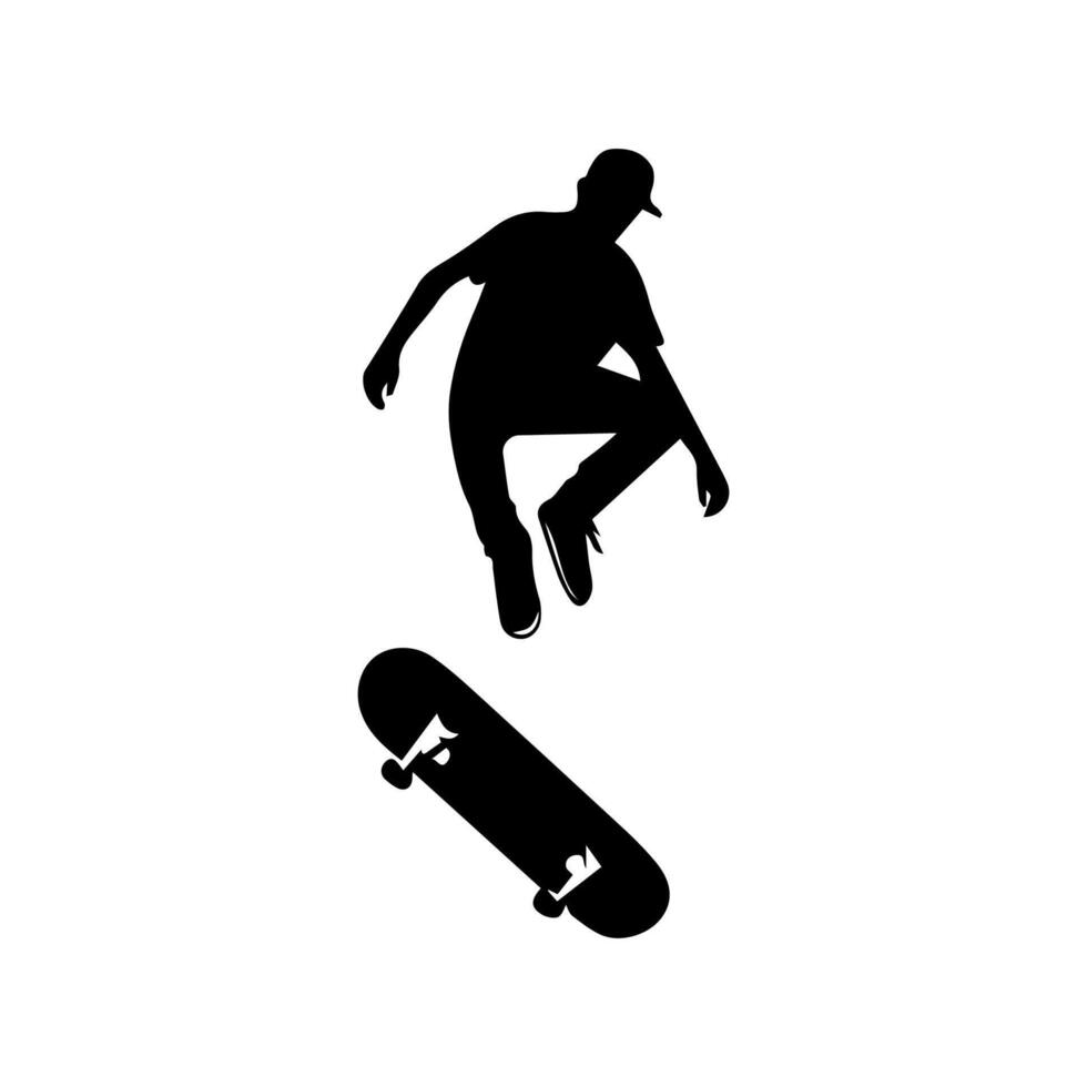 Skateboard action player silhouette illustration vector