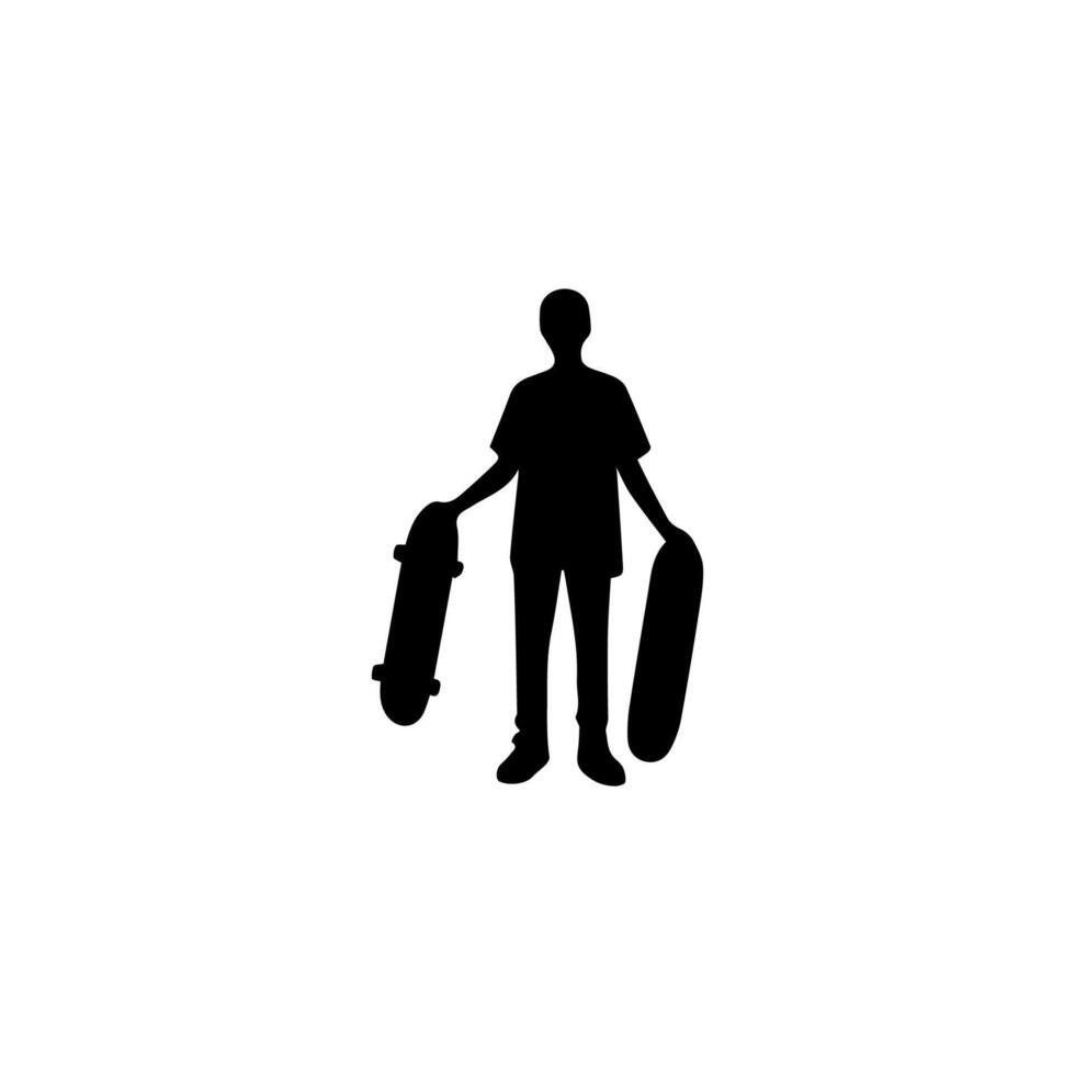 Skateboard action player silhouette illustration vector