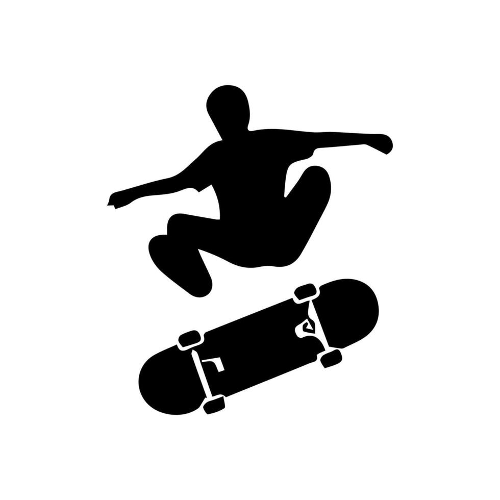Skateboard action player silhouette illustration vector