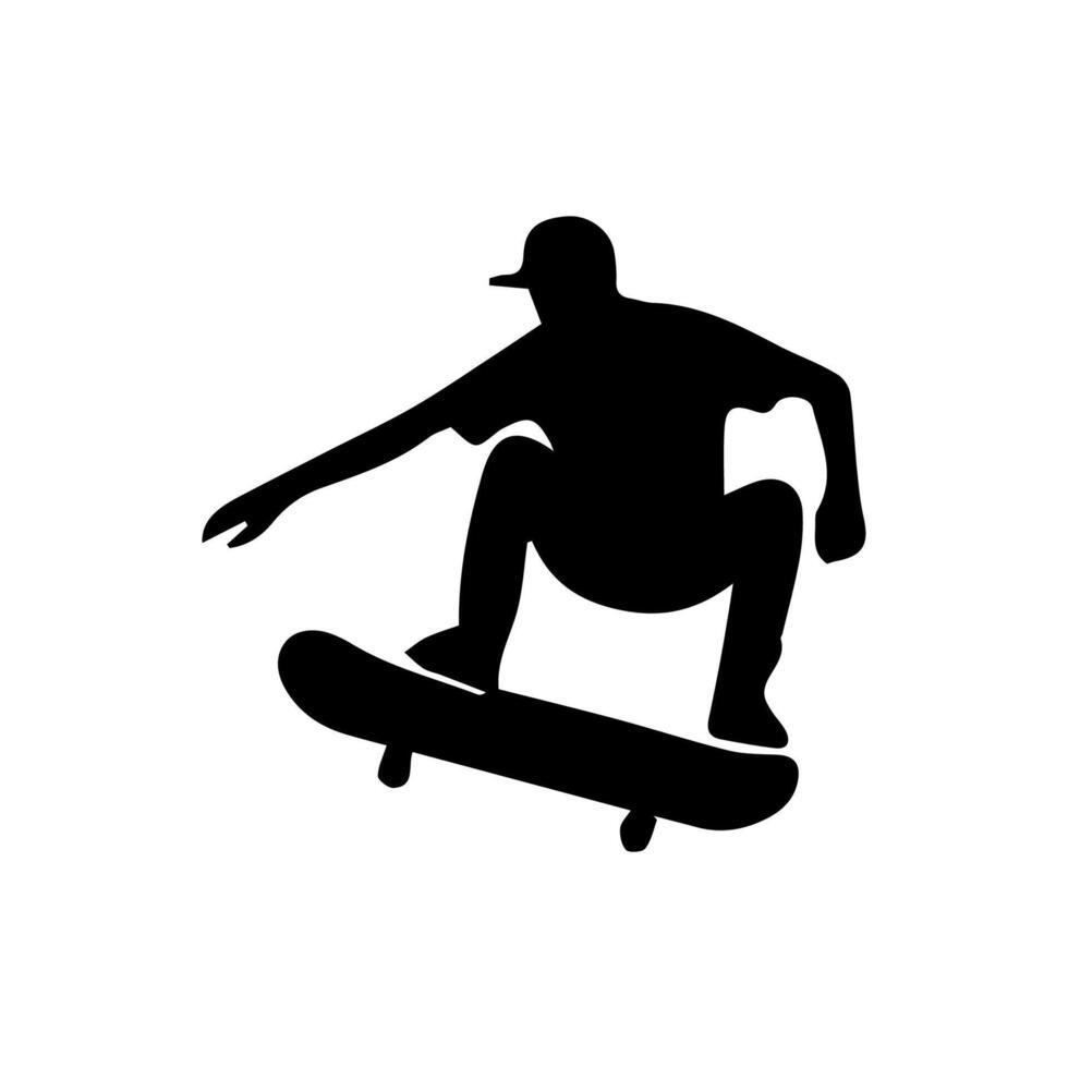Skateboard action player silhouette illustration vector