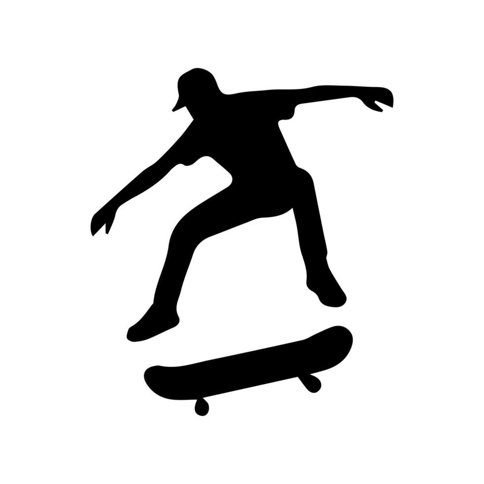 Skateboard action player silhouette illustration vector