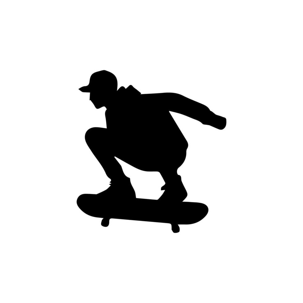 Skateboard action player silhouette illustration vector