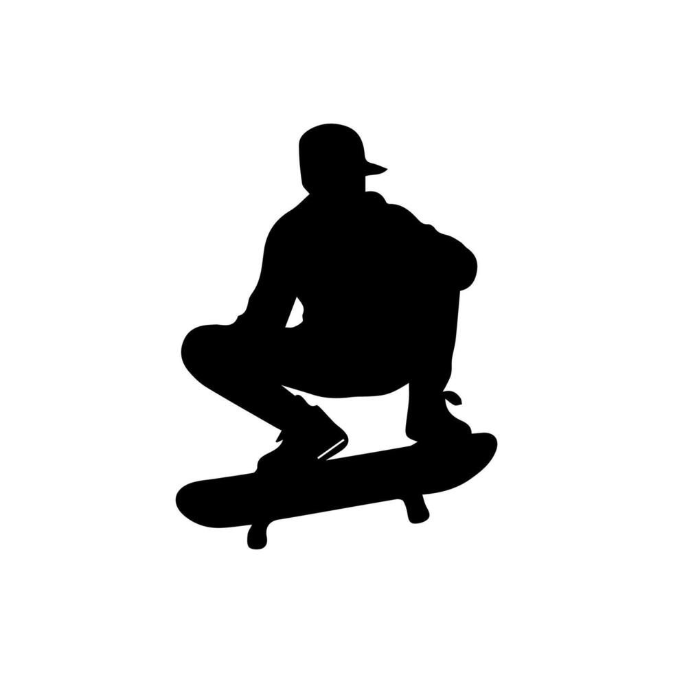Skateboard action player silhouette illustration vector