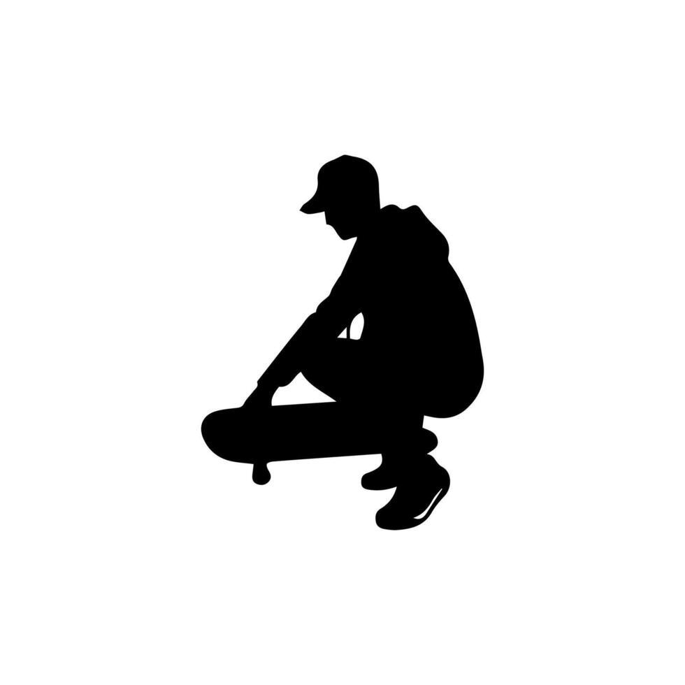 Skateboard action player silhouette illustration vector