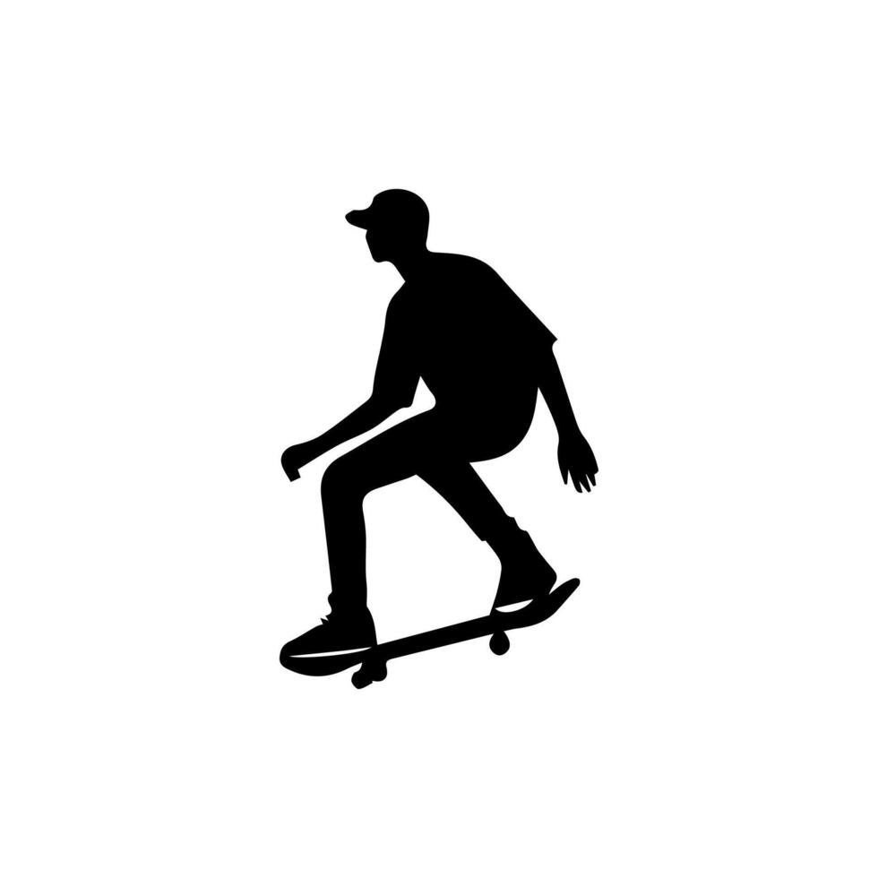 Skateboard action player silhouette illustration vector