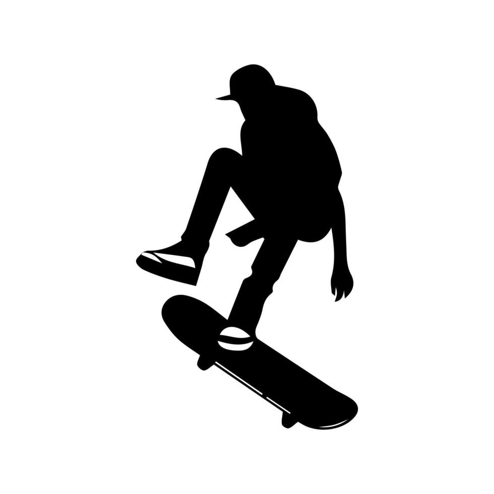 Skateboard action player silhouette illustration vector