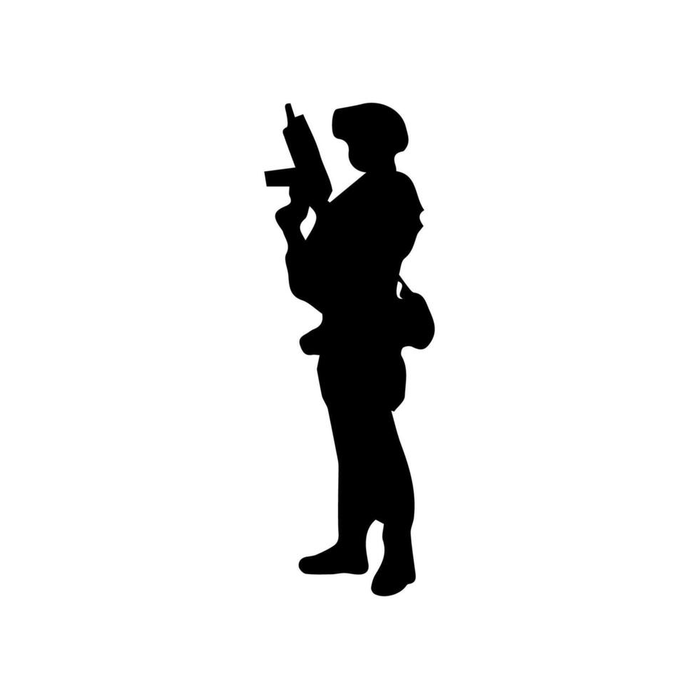 Army special unit silhouette, Male soldiers wearing uniforms and with assault rifles silhouette vector