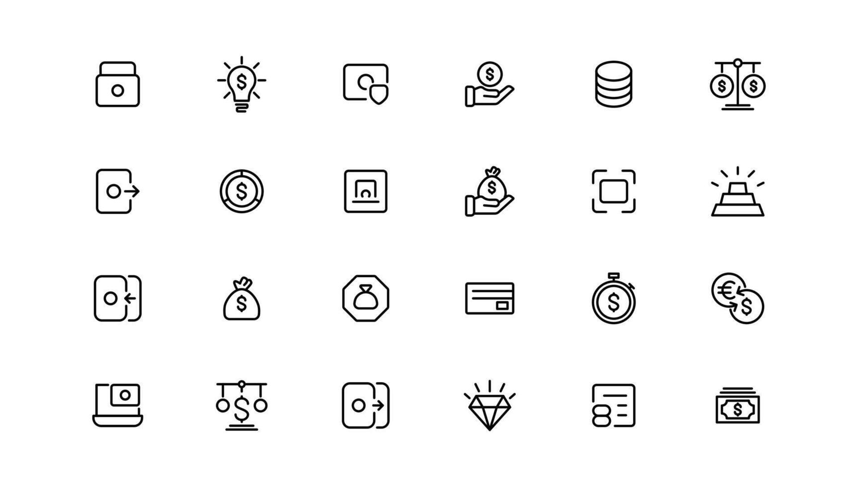 finance and money outline line icons set vector