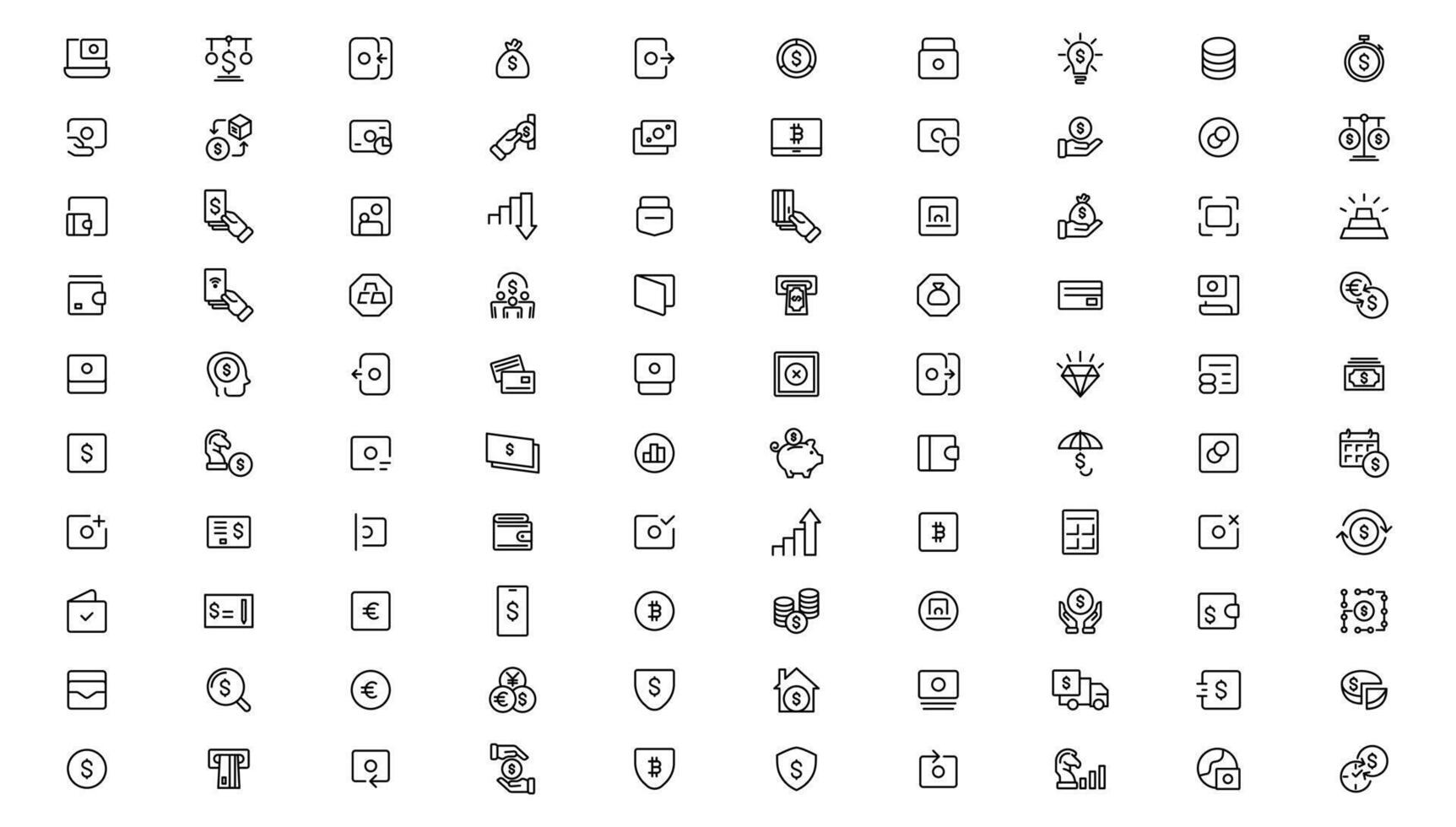 finance and money outline line icons set vector
