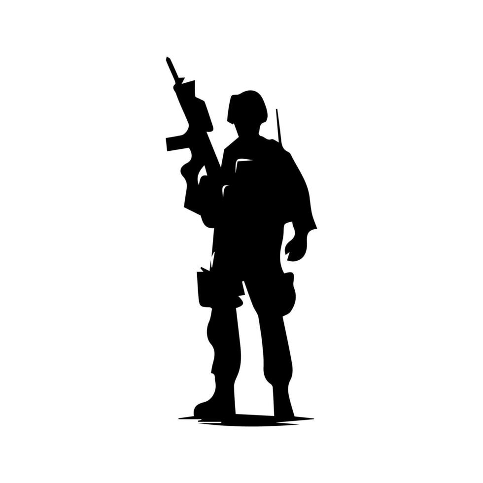 Army special unit silhouette, Male soldiers wearing uniforms and with assault rifles silhouette vector