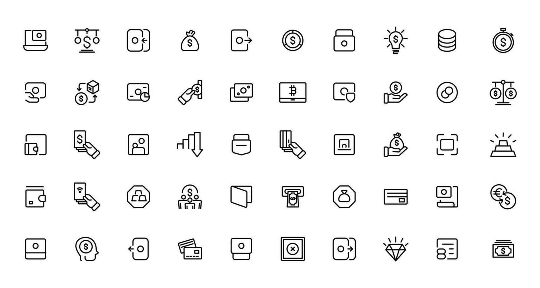 finance and money outline line icons set vector