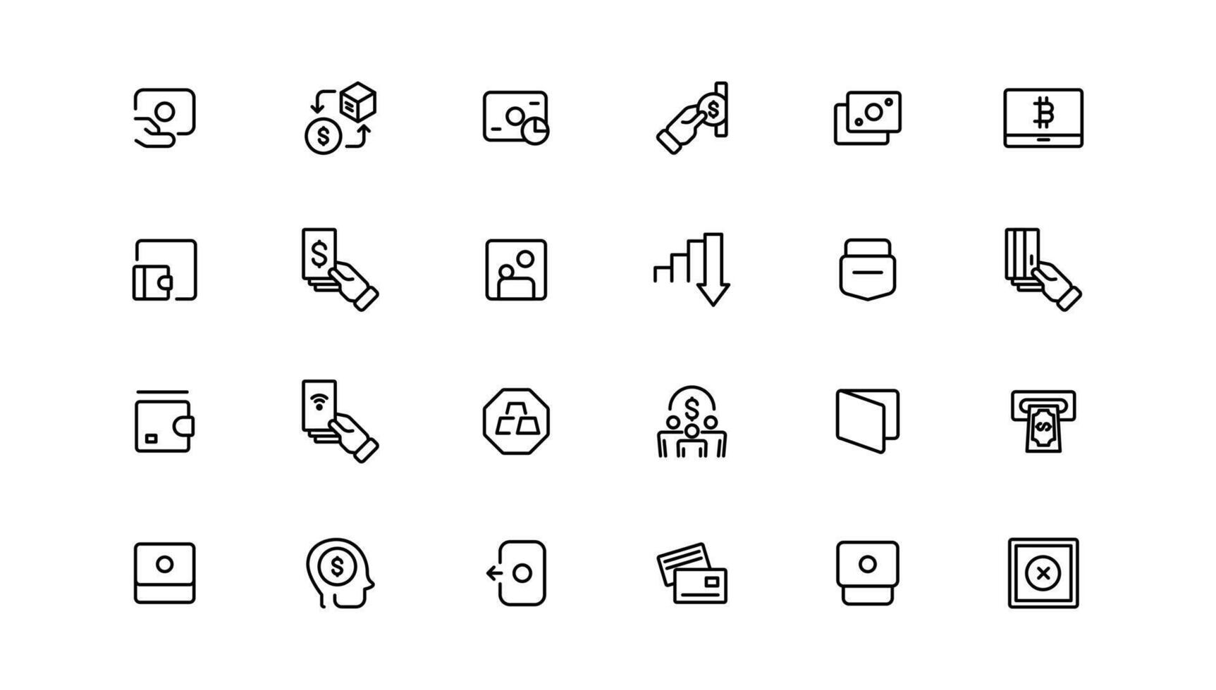 finance and money outline line icons set vector