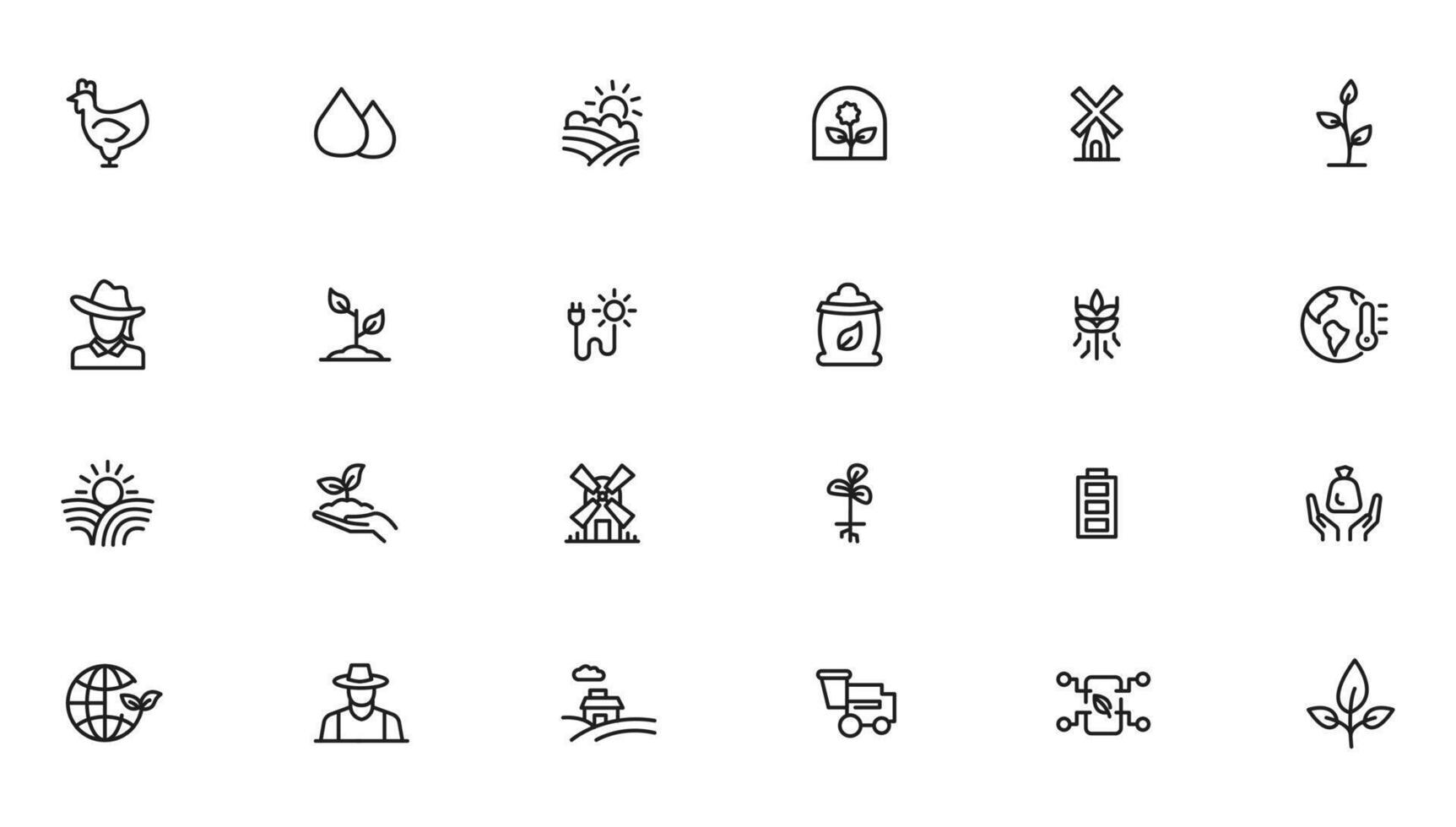 Agriculture icon set. Ecology line icons set. vector