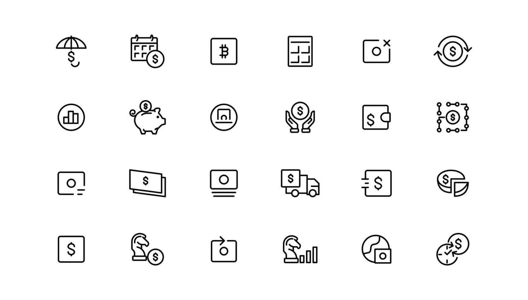 finance and money outline line icons set vector