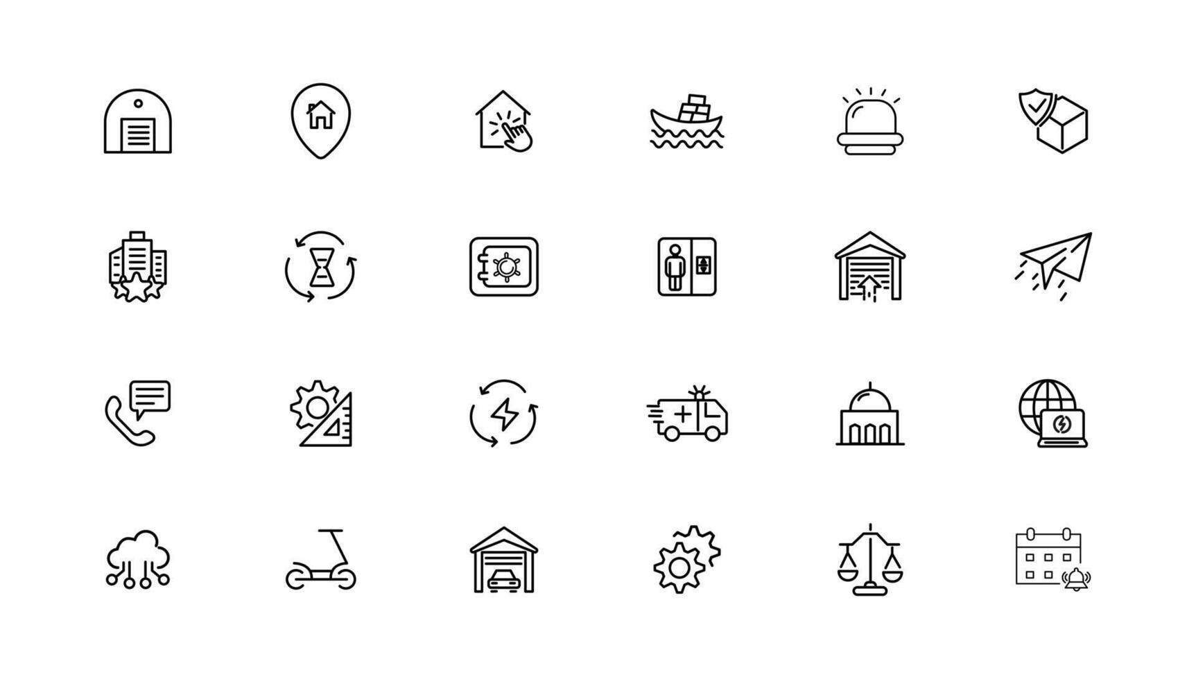 Industrial and transport linear icons collection.Set of thin line web icon set, simple outline icons collection, Pixel Perfect icons, vector