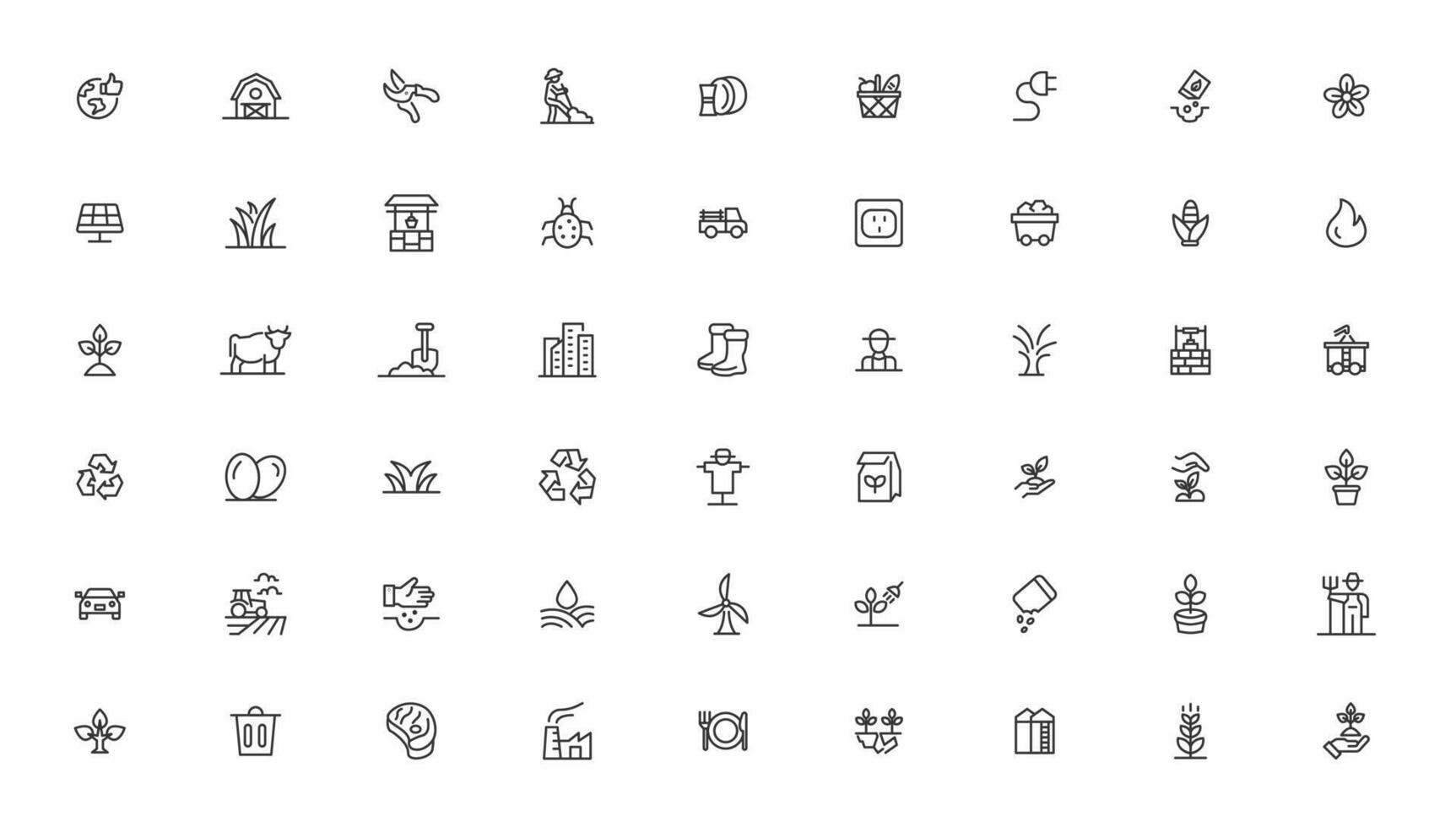 Agriculture icon set. Ecology line icons set. vector