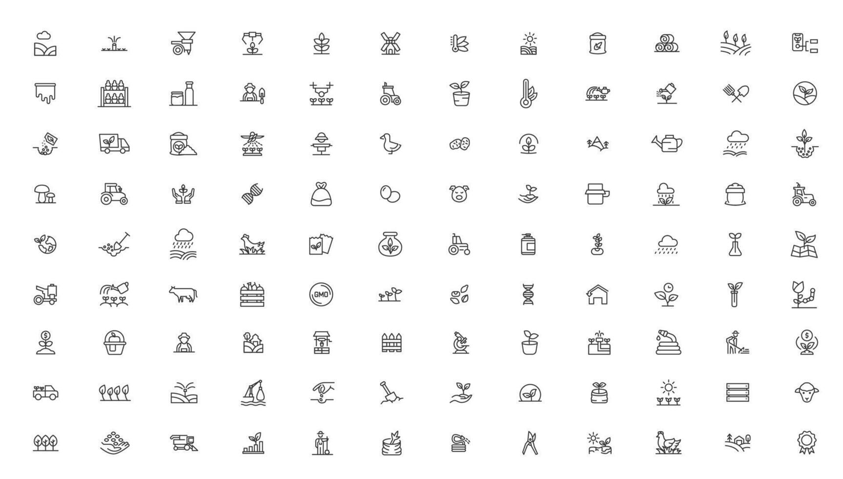 Agriculture icon set. Ecology line icons set. vector