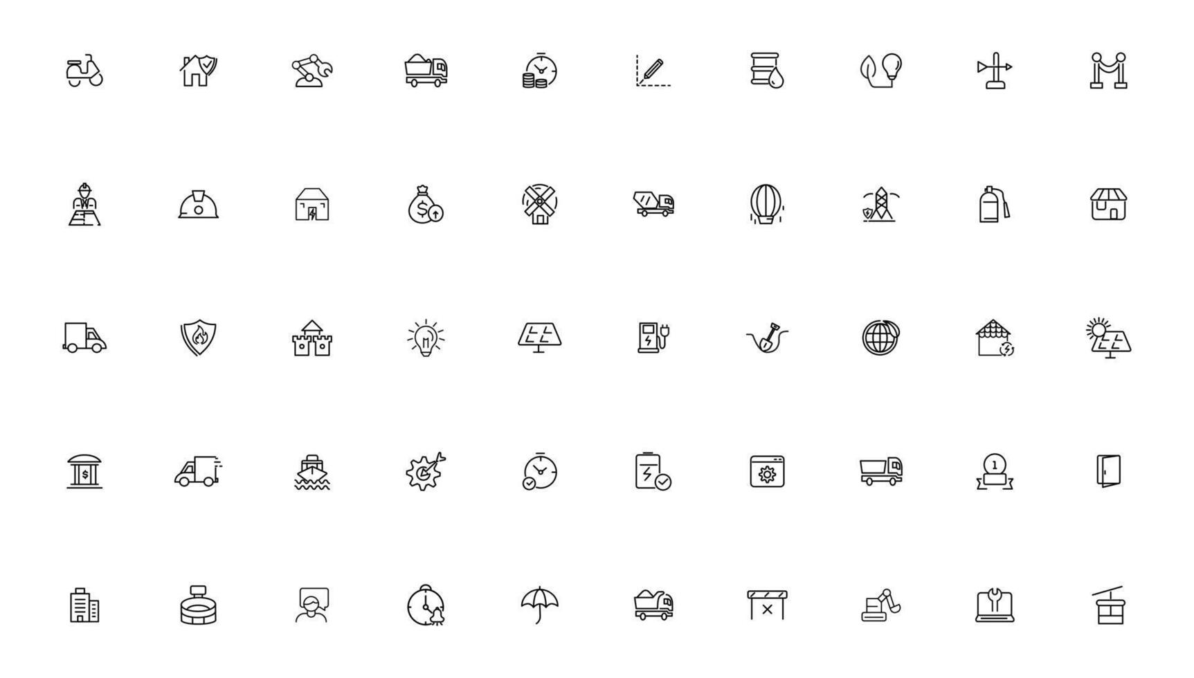 Industrial and transport linear icons collection.Set of thin line web icon set, simple outline icons collection, Pixel Perfect icons, vector