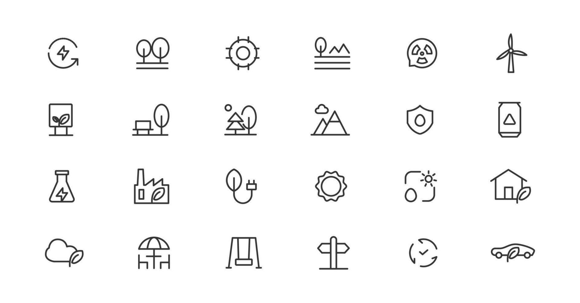 Ecology line icons set. Renewable energy outline icons collection. Solar panel, recycle, eco, bio, power, water - stock vector