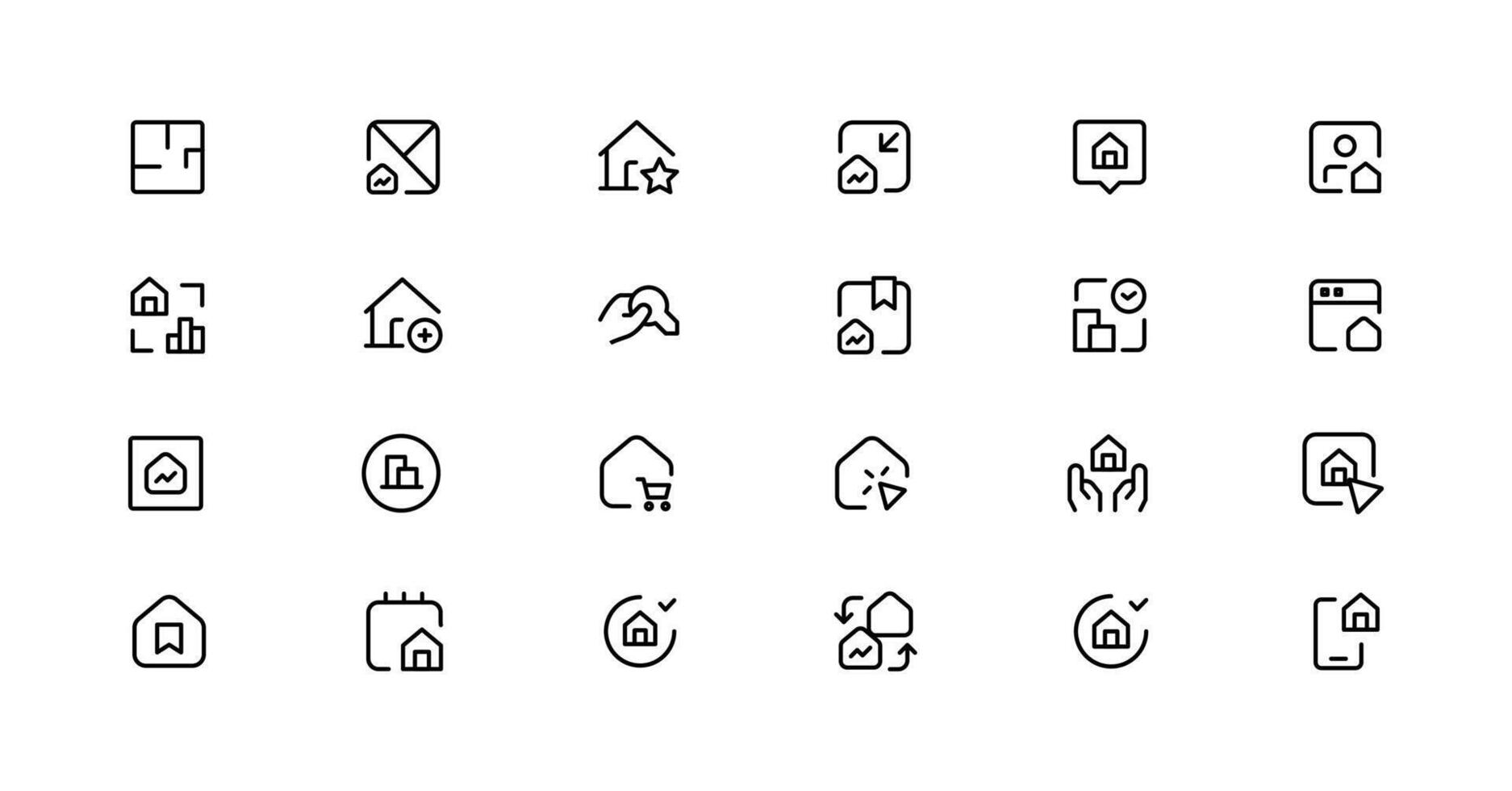 Real Estate minimal thin line web icon set. Included the icons as realty, property, mortgage, home loan and more. Outline icons collection vector