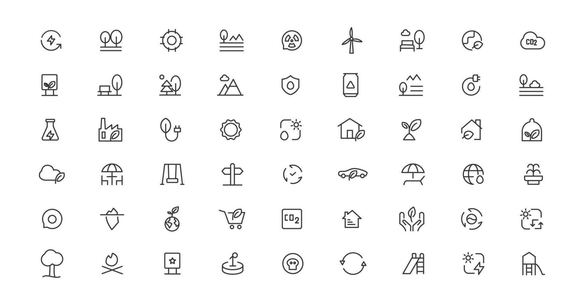 Ecology line icons set. Renewable energy outline icons collection. Solar panel, recycle, eco, bio, power, water - stock vector
