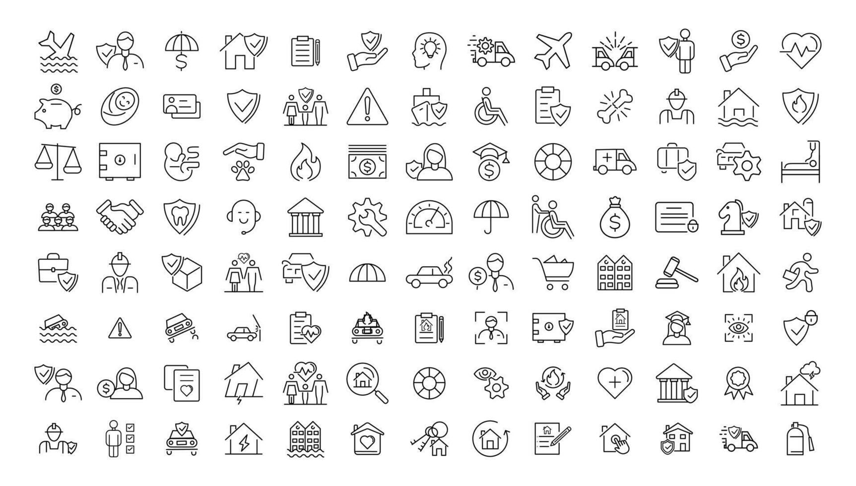 Insurance elements - minimal thin line web icon set. Outline icons collection. Simple illustration vector