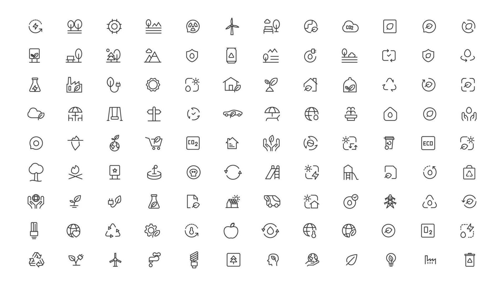Ecology line icons set. Renewable energy outline icons collection. Solar panel, recycle, eco, bio, power, water - stock vector