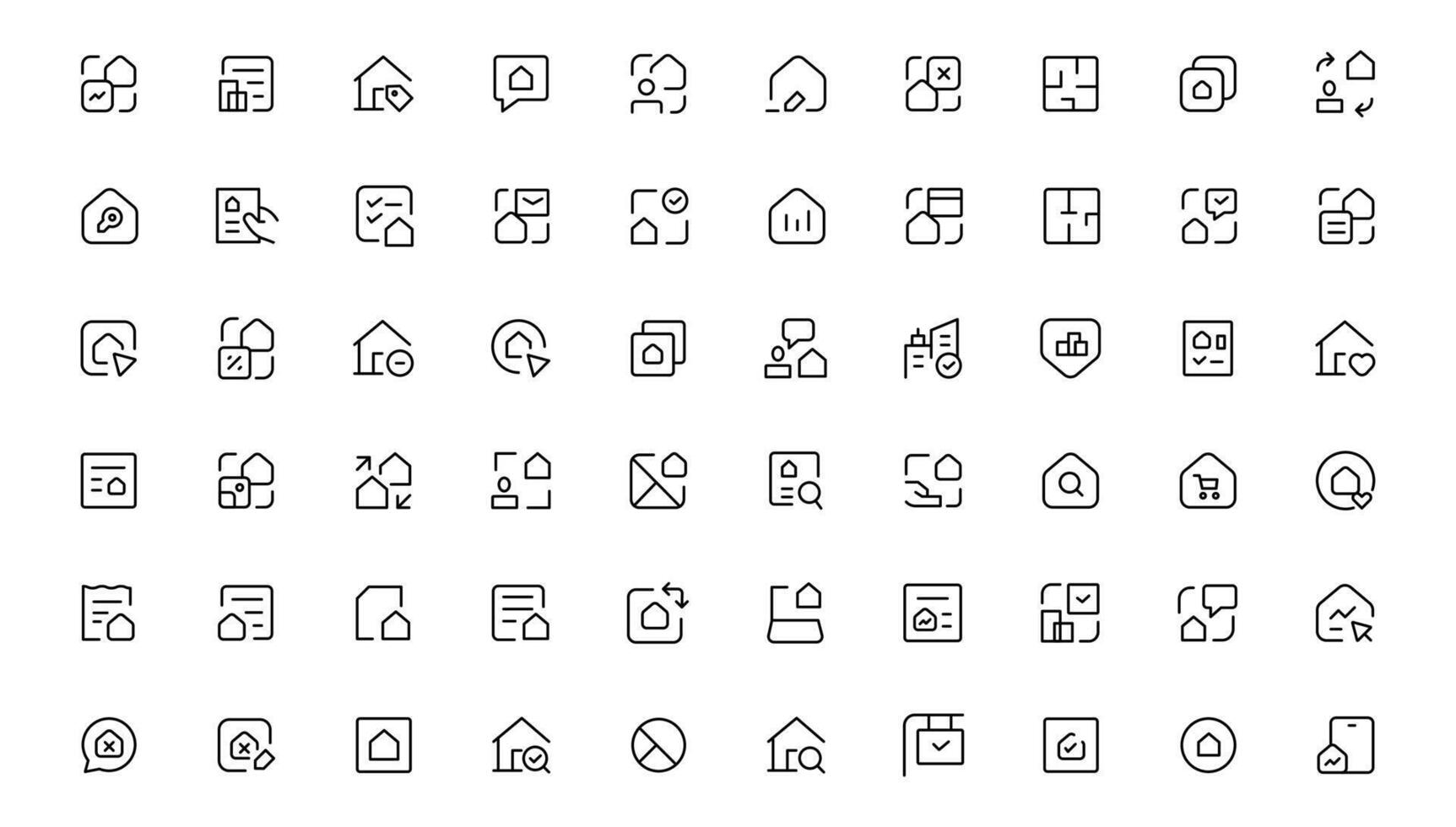 Real Estate minimal thin line web icon set. Included the icons as realty, property, mortgage, home loan and more. Outline icons collection vector