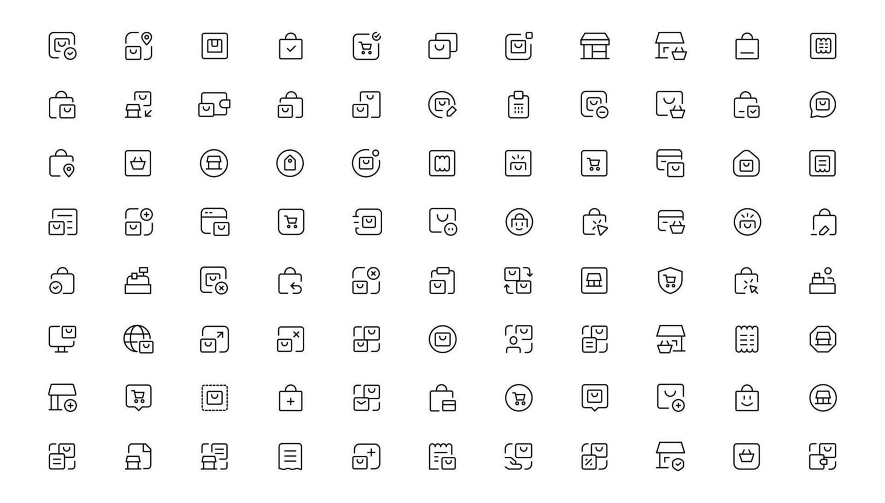 Shopping icons, set shop sign e-commerce for web development apps and websites vector