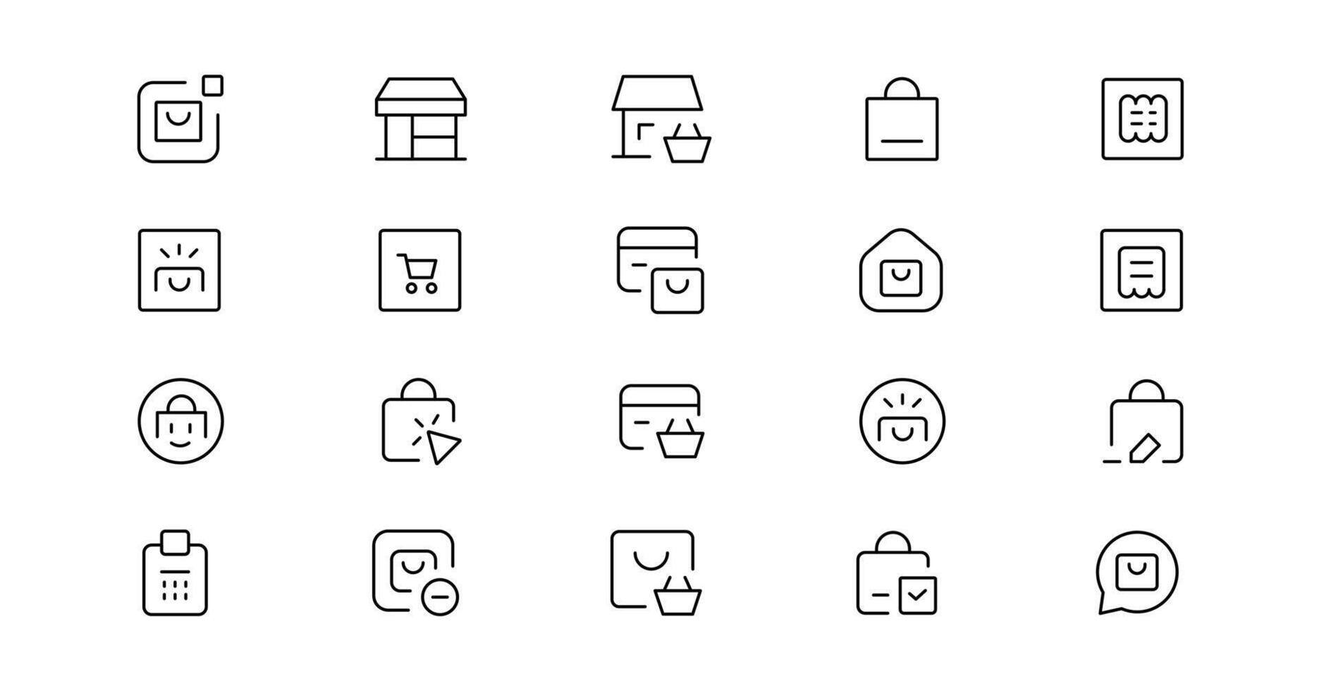 Shopping icons, set shop sign e-commerce for web development apps and websites vector
