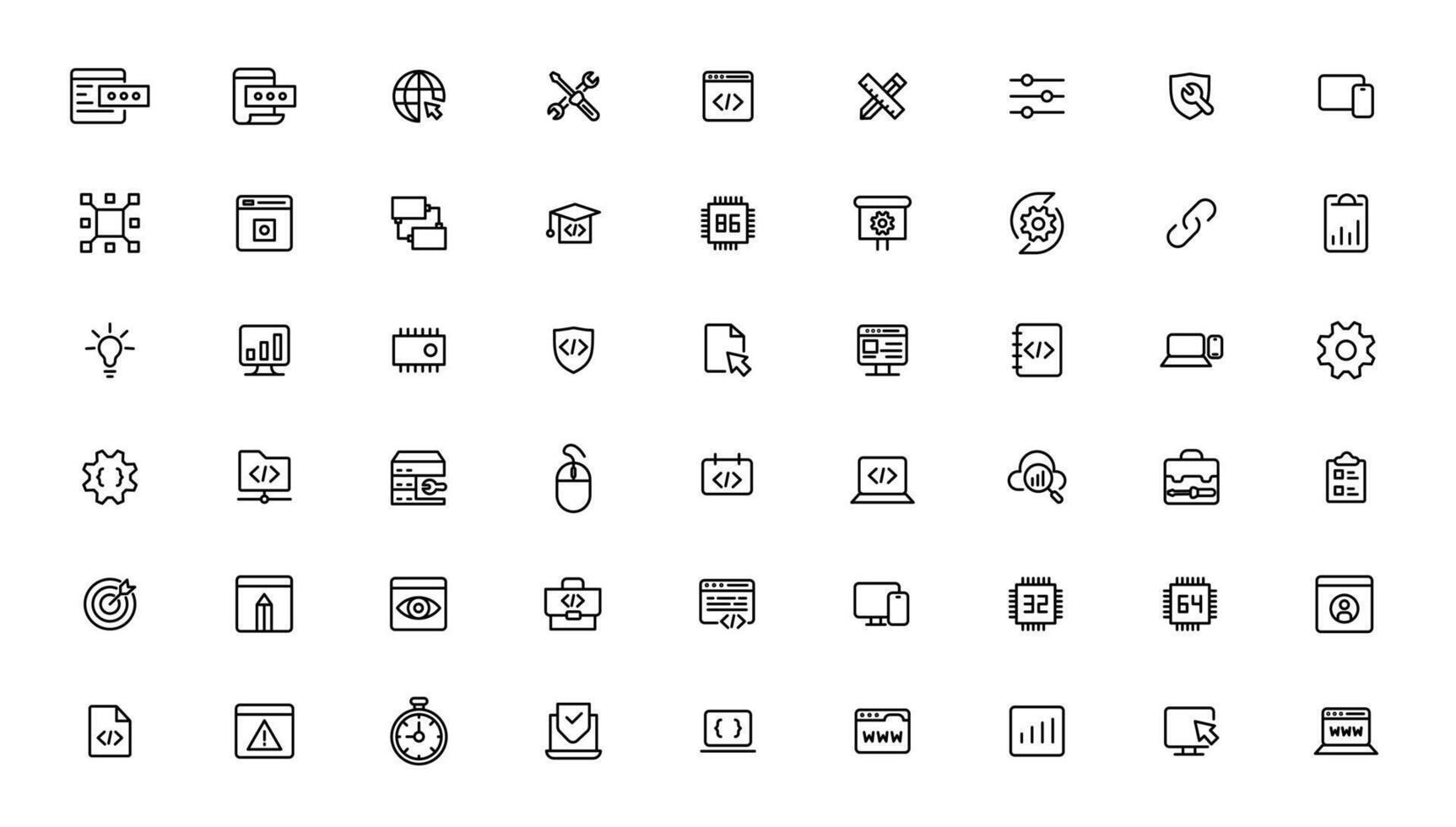 Software development icon collection. Programming coding icon set ...