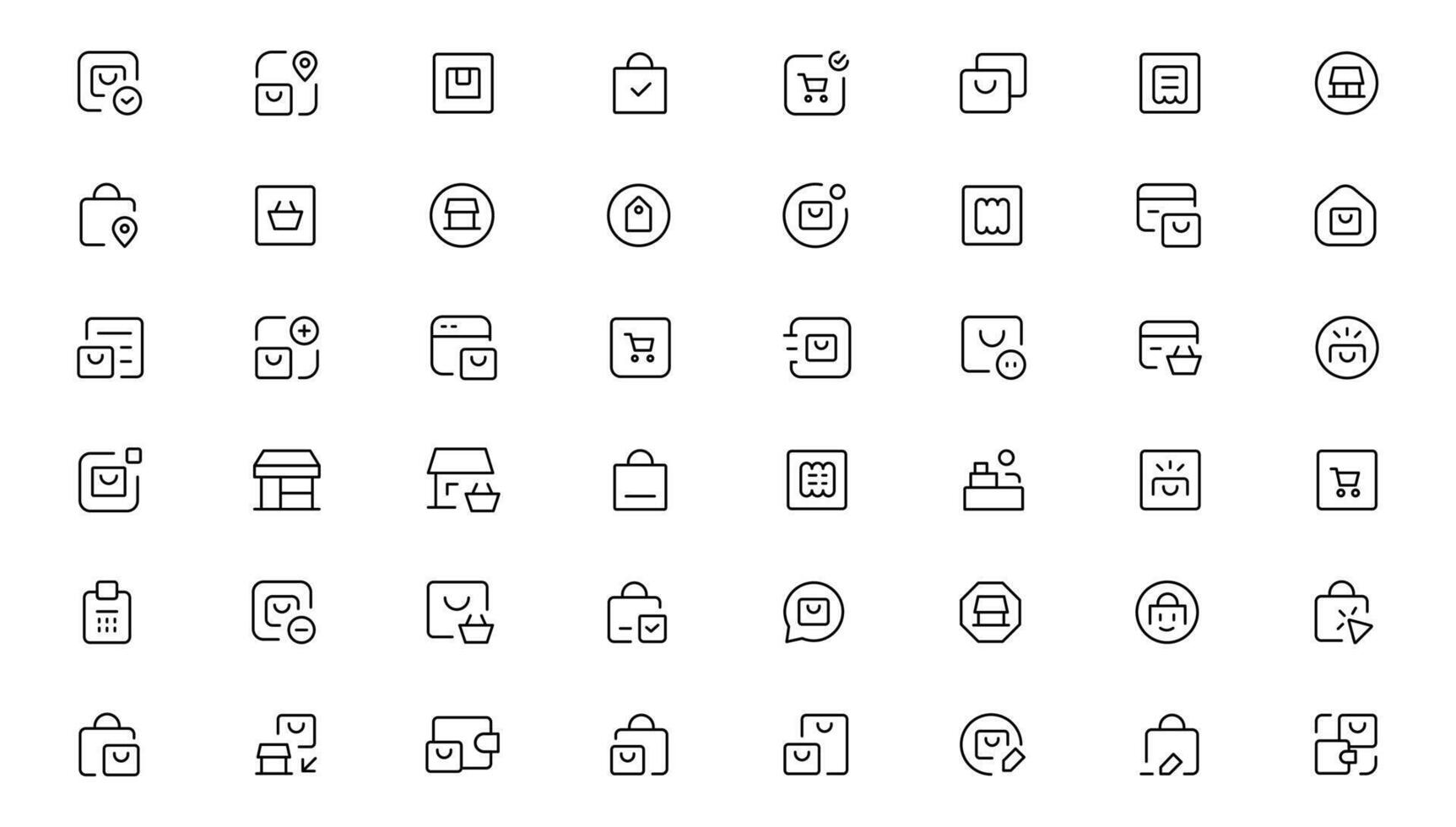 Shopping icons, set shop sign e-commerce for web development apps and websites vector