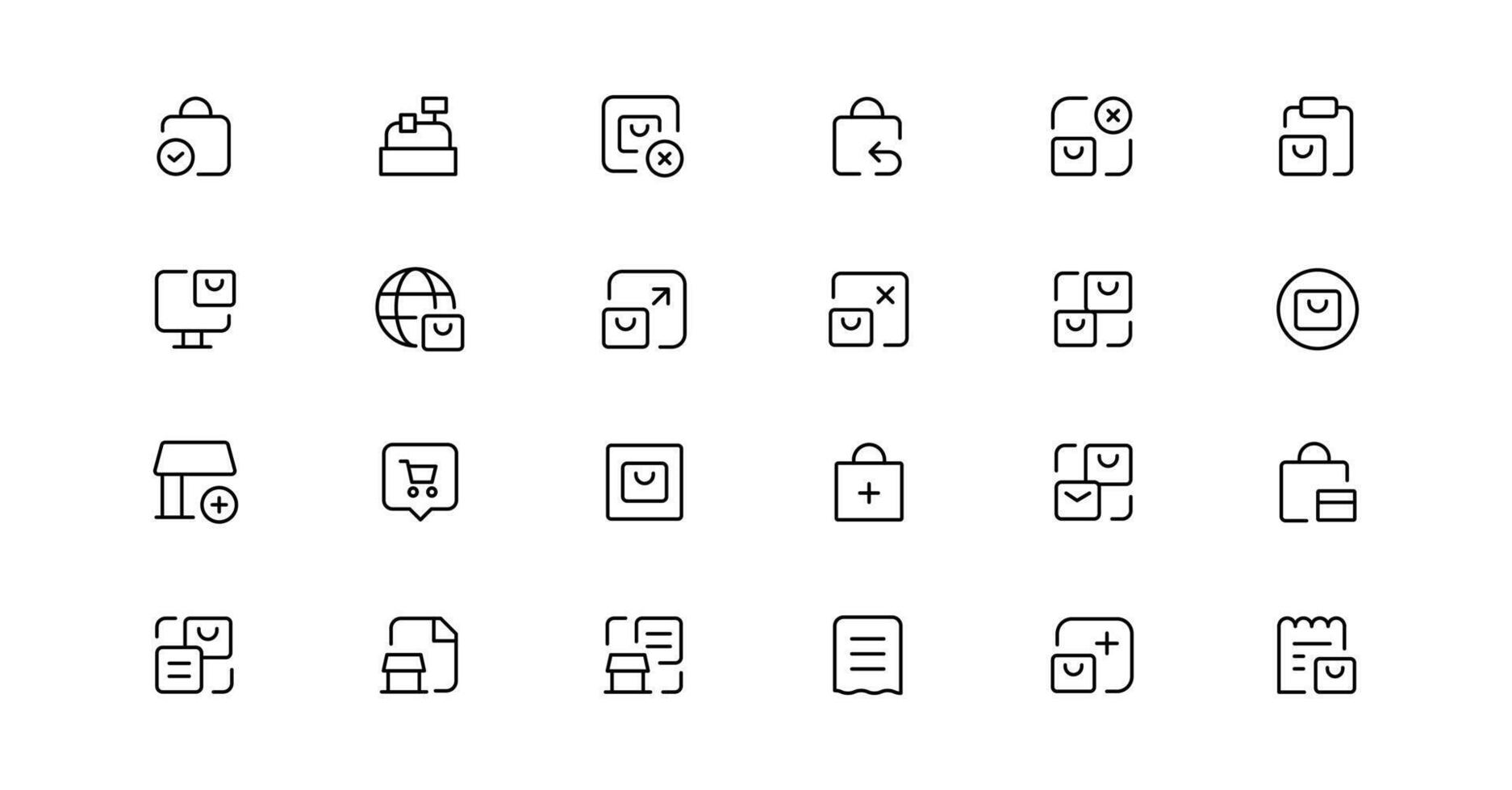 Shopping icons, set shop sign e-commerce for web development apps and websites vector