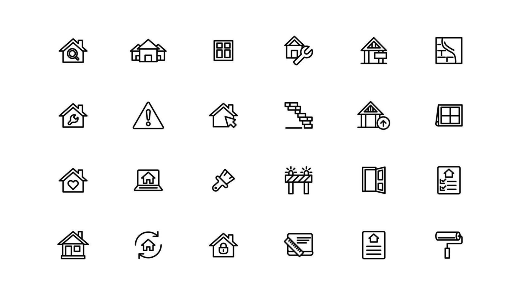 Real Estate minimal thin line web icon set. Included the icons as realty, property, mortgage, home loan and more. Outline icons collection vector