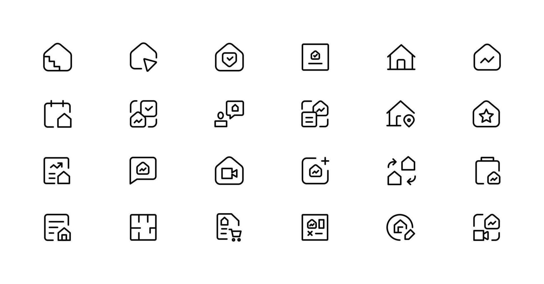 Real Estate minimal thin line web icon set. Included the icons as realty, property, mortgage, home loan and more. Outline icons collection vector